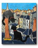 Jiel - Black cat and his Pretty on Paris rooftops., Antiek en Kunst