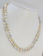 Halsketting Zilver, 5,5x6mm multi gouden en zilveren Akoya, Handtassen en Accessoires, Kettingen, Nieuw