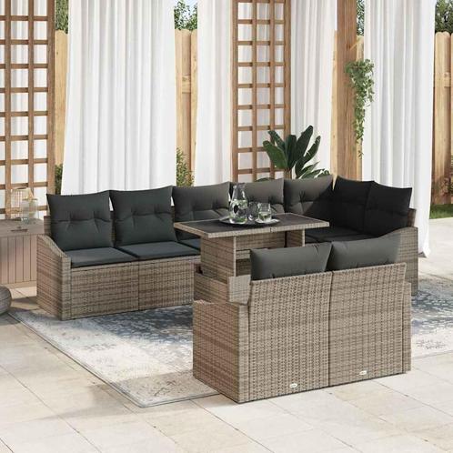 vidaXL Tuinbank Set met kussen 9 pcs Grijs 100 x 55 x 73 cm, Tuin en Terras, Tuinsets en Loungesets, Nieuw, Verzenden
