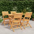 vidaXL 5-delige Tuinset massief teakhout, Tuin en Terras, Tuinsets en Loungesets, Verzenden, Nieuw, Tuinset