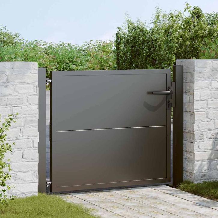 vidaXL Tuinpoort, Tuindeur 105x200 cm Cortenstaal Zwart 100, Tuin en Terras, Tuinpoorten, Nieuw, Verzenden