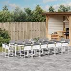 vidaXL 17-delige Tuinset met kussens textileen wit, Tuin en Terras, Tuinsets en Loungesets, Verzenden, Nieuw, Tuinset