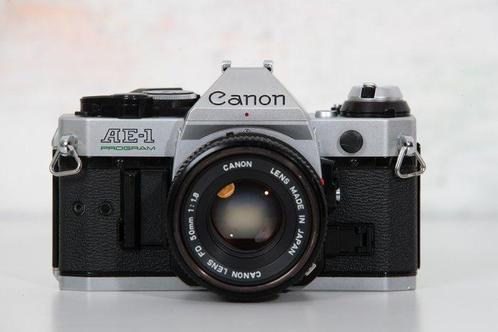 Canon AE-1 Program + FD 1,8/50mm Single lens reflex camera, Audio, Tv en Foto, Fotocamera's Analoog