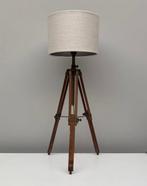 Tafellamp - Textiel, Hout, Messing - Statief Tafellamp