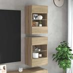 vidaXL Wandkasten met LED-verlichting voor tv 2 st, Huis en Inrichting, Kasten |Televisiemeubels, Verzenden, Nieuw