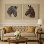 2 panelen Equitazione 47x47cm elk - Paarden artistiek, Antiek en Kunst