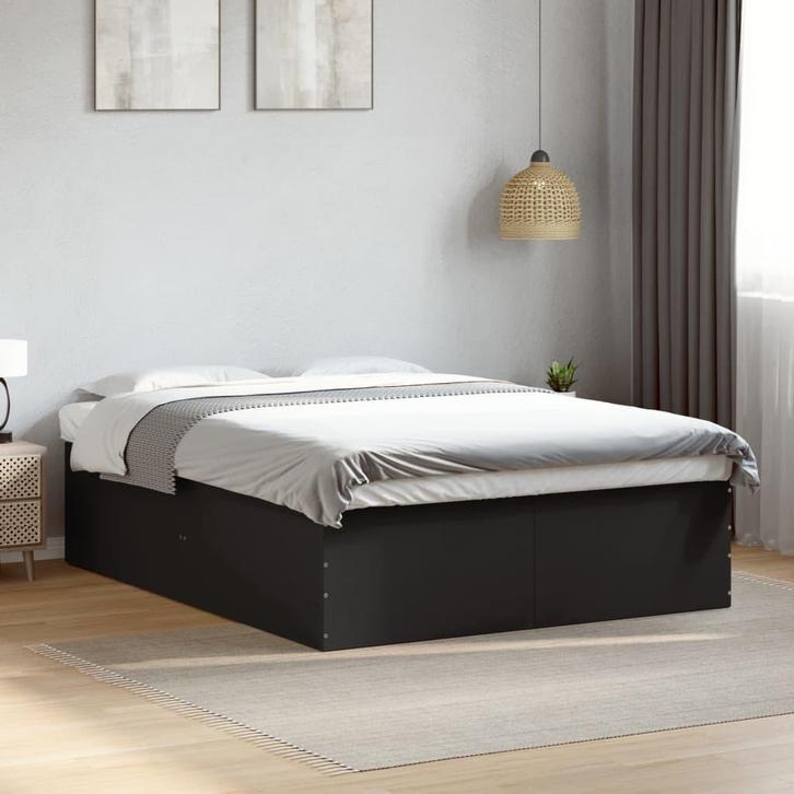 vidaXL Bedframe bewerkt hout zwart 160x200 cm, Huis en Inrichting, Slaapkamer | Bedden, Nieuw, Verzenden