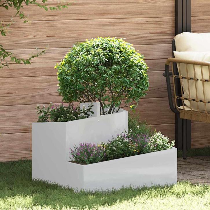 vidaXL Tuin Plantpot Zilver 60 x 60 x 50 cm Gegalvaniseerd, Tuin en Terras, Bloempotten, Nieuw, Verzenden