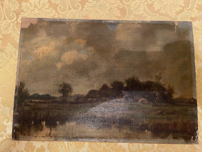 Hendrik Jan Wesseling (1881-1950) - Paesaggio Olandese, Antiek en Kunst, Kunst | Schilderijen | Klassiek