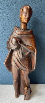 Beeld, Figuur met dier - 42 cm - Hout