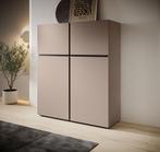 Meubella Dressoir Cainan beige zwart 119cm, Verzenden, Nieuw, 25 tot 50 cm, 100 tot 150 cm