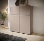 Meubella Dressoir Cainan beige zwart 119cm, Maison & Meubles, Armoires | Dressoirs, Verzenden