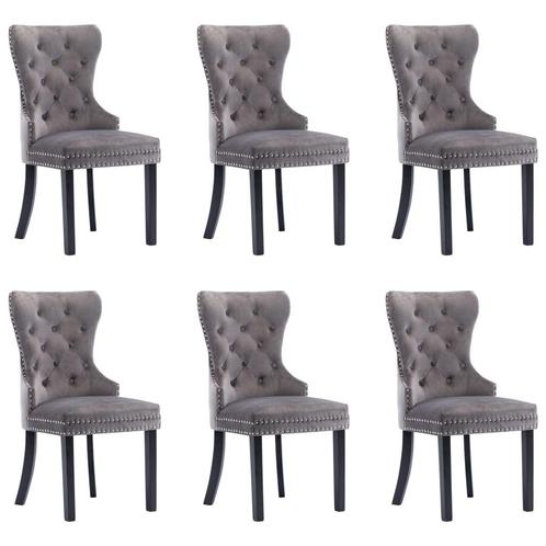 vidaXL Eetkamerstoelen 6 st fluweel grijs, Huis en Inrichting, Stoelen, Nieuw, Verzenden