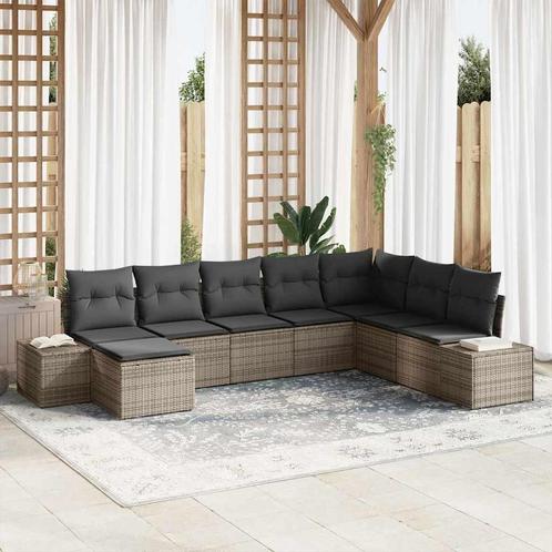 vidaXL Tuinbank Set met kussen 8 pcs Poly rattan, Tuin en Terras, Tuinsets en Loungesets, Nieuw, Verzenden