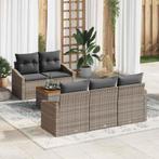 vidaXL Tuinbank Set met opslag 6 pcs Grijs poly rattan, Jardin & Terrasse, Verzenden