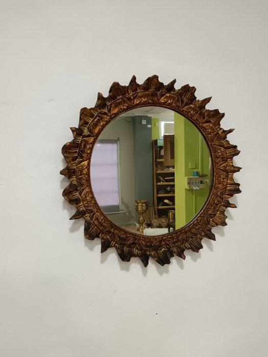 Wandspiegel - Hout - spiegel zon hout, Antiek en Kunst, Curiosa en Brocante
