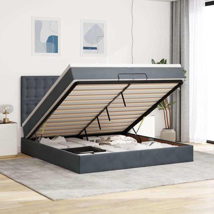 vidaXL Ottoman bed met matrassen 200x200cm fluweel, Maison & Meubles, Chambre à coucher | Lits, Envoi