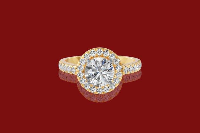 Ring - 14 karaat Geel goud - 2.10ct. tw. Diamant (Lab-grown), Handtassen en Accessoires, Ringen