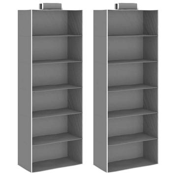 vidaXL Kledingorganisers hangend 2 st met 6 schappen stof, Huis en Inrichting, Kasten | Kleerkasten, Verzenden, Nieuw