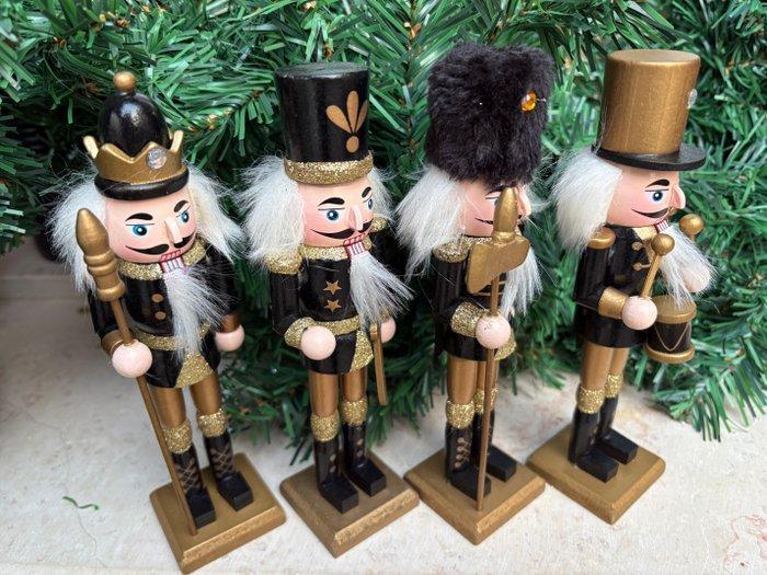 Notenkrakers 4 verschillende in zwart/goud, 18cm -, Diversen, Kerst