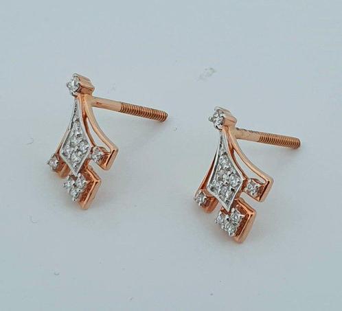 Oorbellen - 18 karaat Roségoud - 0.19ct. tw. Diamant, Handtassen en Accessoires, Oorbellen