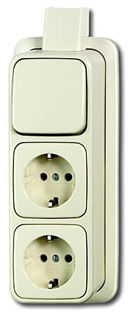 ABB Busch-Jaeger 3-Way Switch Socket Outlet Combination -, Doe-het-zelf en Bouw, Elektriciteit en Kabels, Verzenden