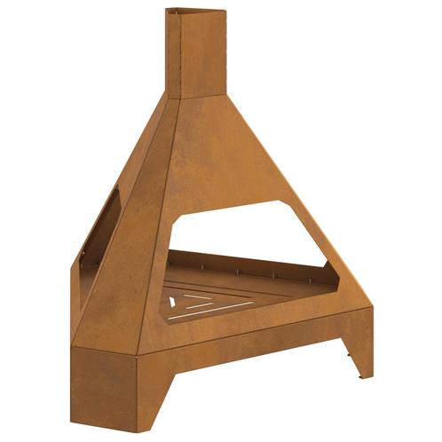 vidaXL Vuurplaats met Schouw 50x43x52 cm Weerbestendig Staal, Huis en Inrichting, Haarden, Nieuw, Verzenden
