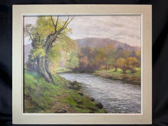 L. Sonyné (XX) - Landschap met rivier, Antiquités & Art, Art | Peinture | Classique