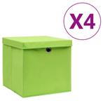 vidaXL Opbergboxen met deksel 4 st 28x28x28 cm groen, Verzenden, Nieuw