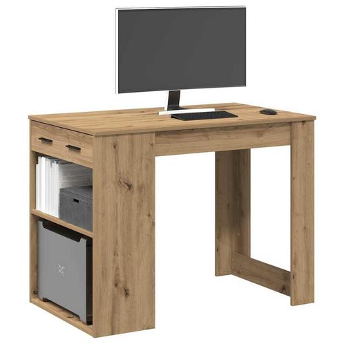 vidaXL Bureau avec tiroir et étagère chêne artisanal, Huis en Inrichting, Tafels | Eettafels, Verzenden