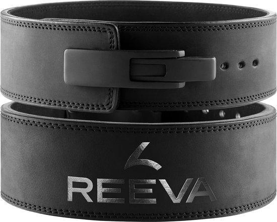 Reeva Zwart Lederen Powerlift Riem - Maat XL - Lever Belt, Sport en Fitness, Fitnessmaterialen, Ophalen of Verzenden