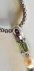 Halsketting - 18 karaat Witgoud Olivijn - Diamant, Handtassen en Accessoires, Kettingen, Nieuw