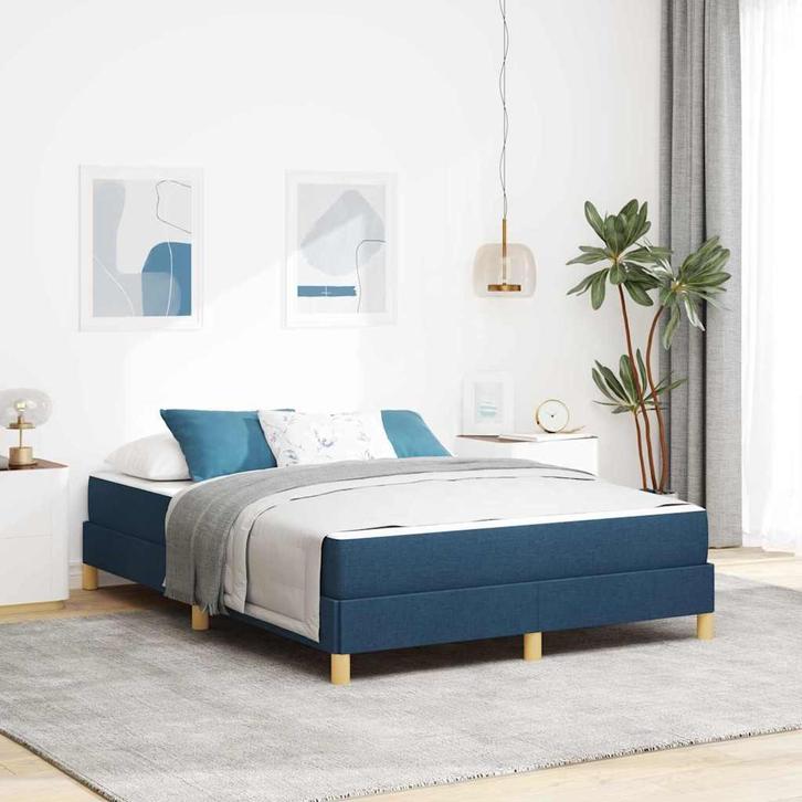 vidaXL Boxspring bed Blauw en Bruin 160 x 200 cm, Huis en Inrichting, Slaapkamer | Bedden, Nieuw, Verzenden