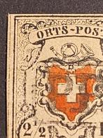Suisse 1850 - 2 1/2 Rp. noir/rouge, « ORTS-POST », avec, Postzegels en Munten, Gestempeld
