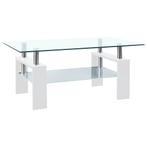 vidaXL Salontafel 95x55x40 cm gehard glas transparant en wit, Huis en Inrichting, Tafels | Salontafels, Verzenden, Nieuw