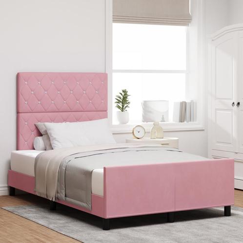 vidaXL Bed Frame Roze 120x190 cm Fluweel, Huis en Inrichting, Slaapkamer | Bedden, Nieuw, Verzenden