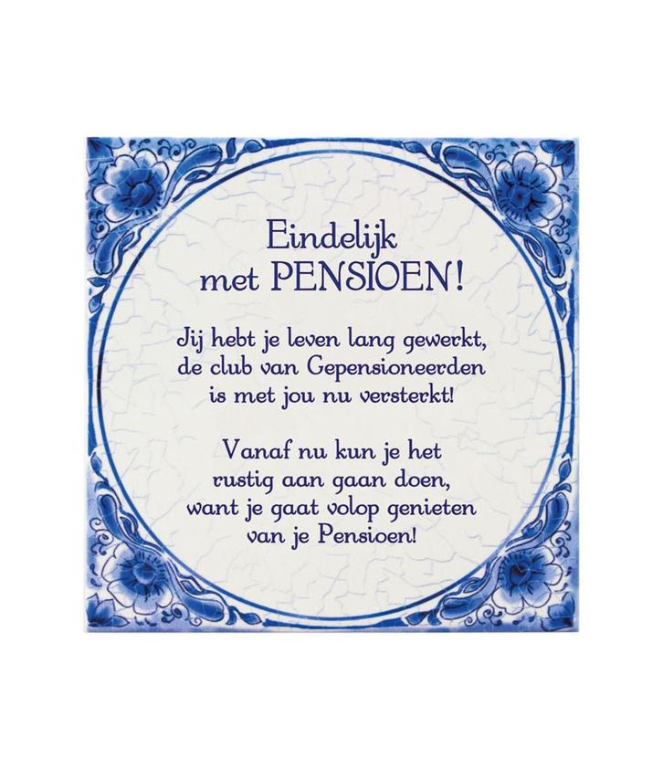 Delfts Blauw Tegel Pensioen 14,5cm, Huis en Inrichting, Woonaccessoires | Schilderijen, Tekeningen en Foto's, Nieuw, Verzenden