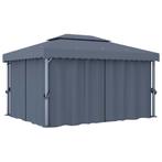 vidaXL Tonnelle avec rideau 4x3 m Anthracite Aluminium, Verzenden, Neuf