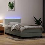 vidaXL Boxspring met matras en LED fluweel lichtgrijs 90x220, Verzenden, Nieuw