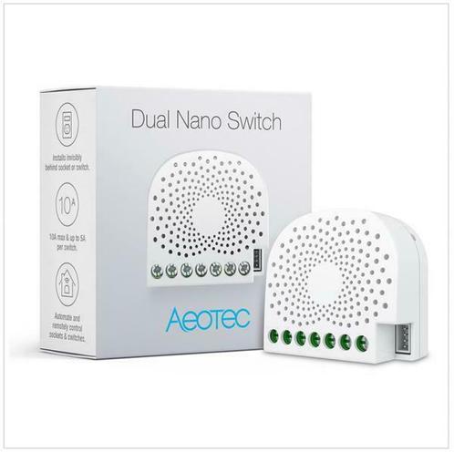 Aeotec Dual Nano Switch met Stroommeting Z-Wave Plus, Maison & Meubles, Lampes | Autre, Enlèvement ou Envoi