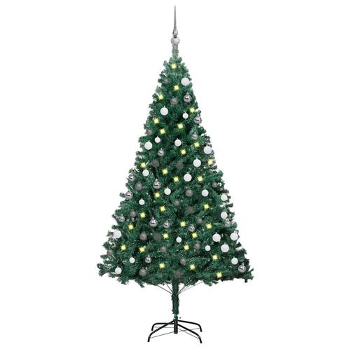 vidaXL Kunstkerstboom met verlichting en kerstballen 180 cm, Diversen, Kerst, Nieuw, Verzenden