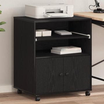 vidaXL Printerstandaard met Wielen Zwart Eiken 60x48x74 cm disponible aux enchères