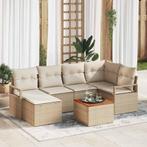 vidaXL Tuinbank Set met kussen 7 pcs Beige Poly rattan, Tuin en Terras, Tuinsets en Loungesets, Verzenden, Nieuw