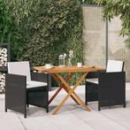 vidaXL 3-delige Tuinset met kussens zwart, Verzenden, Nieuw, Tuinset