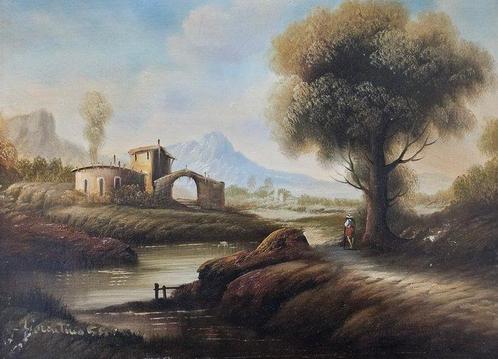 Scuola napoletana (XX) - Paesaggio, Antiquités & Art, Art | Peinture | Classique