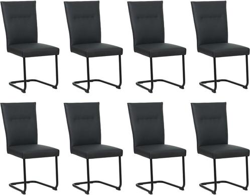 Set van 8 Donkerblauwe leren   - poot rond zwart - Toledo, Huis en Inrichting, Stoelen, Overige kleuren, Vijf, Zes of meer stoelen
