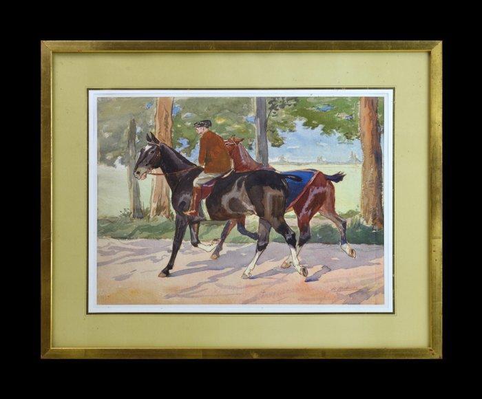 Pierre Olivier Dubaut 1886-1968. - Lad ramenant un cheval à, Antiquités & Art, Art | Peinture | Classique