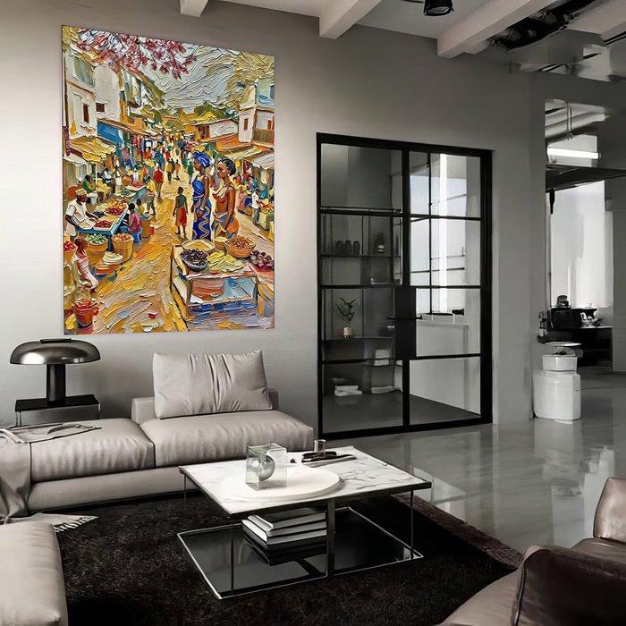 Jacob Hitt - does African Street Scene w/COA XXL, Antiek en Kunst, Kunst | Niet-Westerse kunst