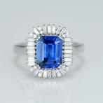 Ring Platina -  2.90 tw. Saffier - Diamant, Bijoux, Sacs & Beauté