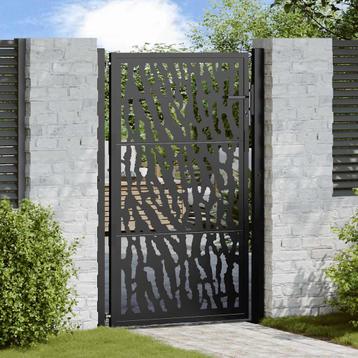 vidaXL Poort met sporenontwerp 105x155 cm staal zwart, Tuin en Terras, Tuinpoorten, Verzenden, Nieuw